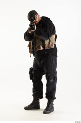 Whole Body Weapons-Rifle Man Pose with machine rifle White Army Athletic Bearded Studio photo references